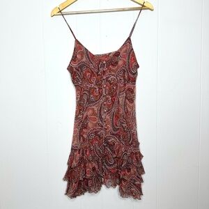 Liu Jo Silk Paisley Stretch Crinkle Chiffon Cami Dress Top Tunic SizeXS Boho Y2K